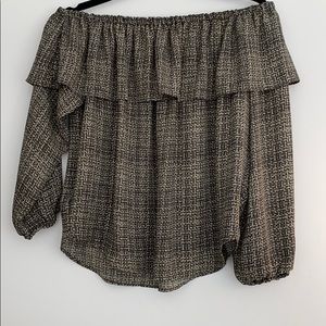 Shoulderless long sleeve Ann Taylor blouse.